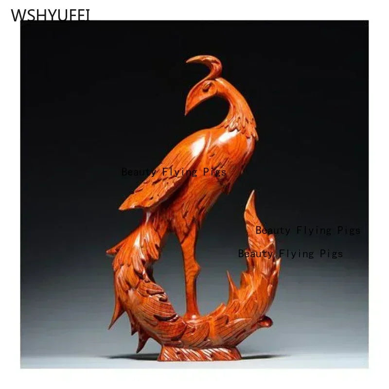 1 pcs solid wood carving crafts living room bedroom study display rack home decoration simulate phoenix shape