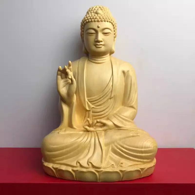 Large wooden buddha statue shakyamuni wood carving for home temple altar shrine zen room decor feng shui gift