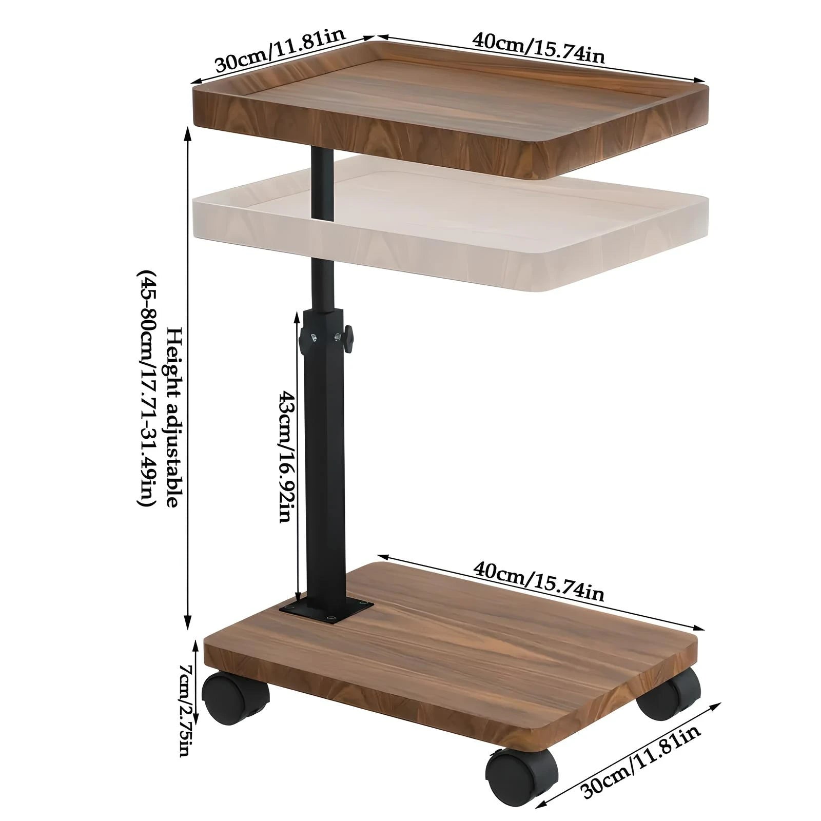 C shaped living room side table sofa cabinet mobile coffee simple small square bedroom bedside with wheel