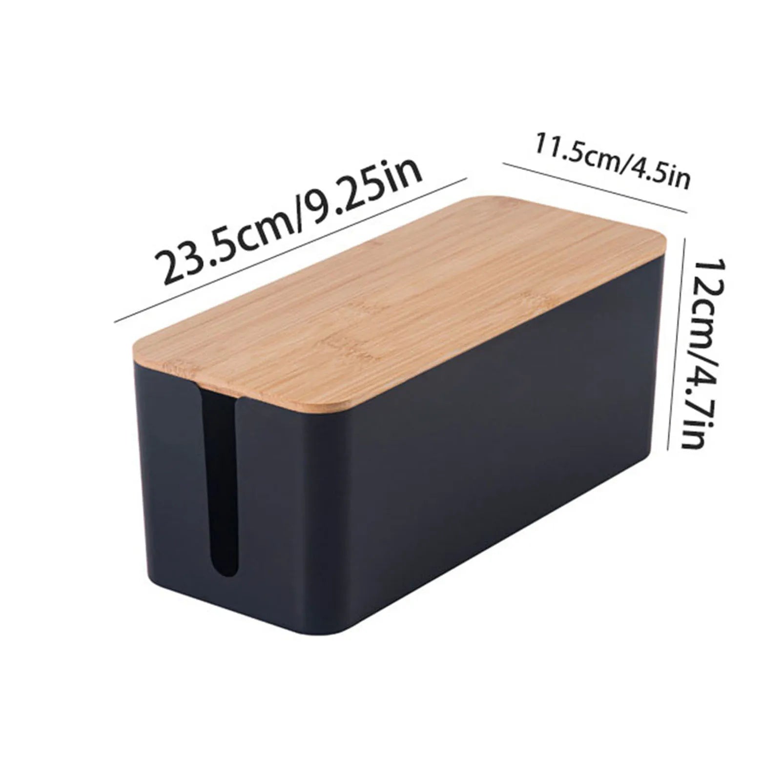 Cable management box cord hider,extension socket organizer with bamboo wood cover for router desk power strip - united