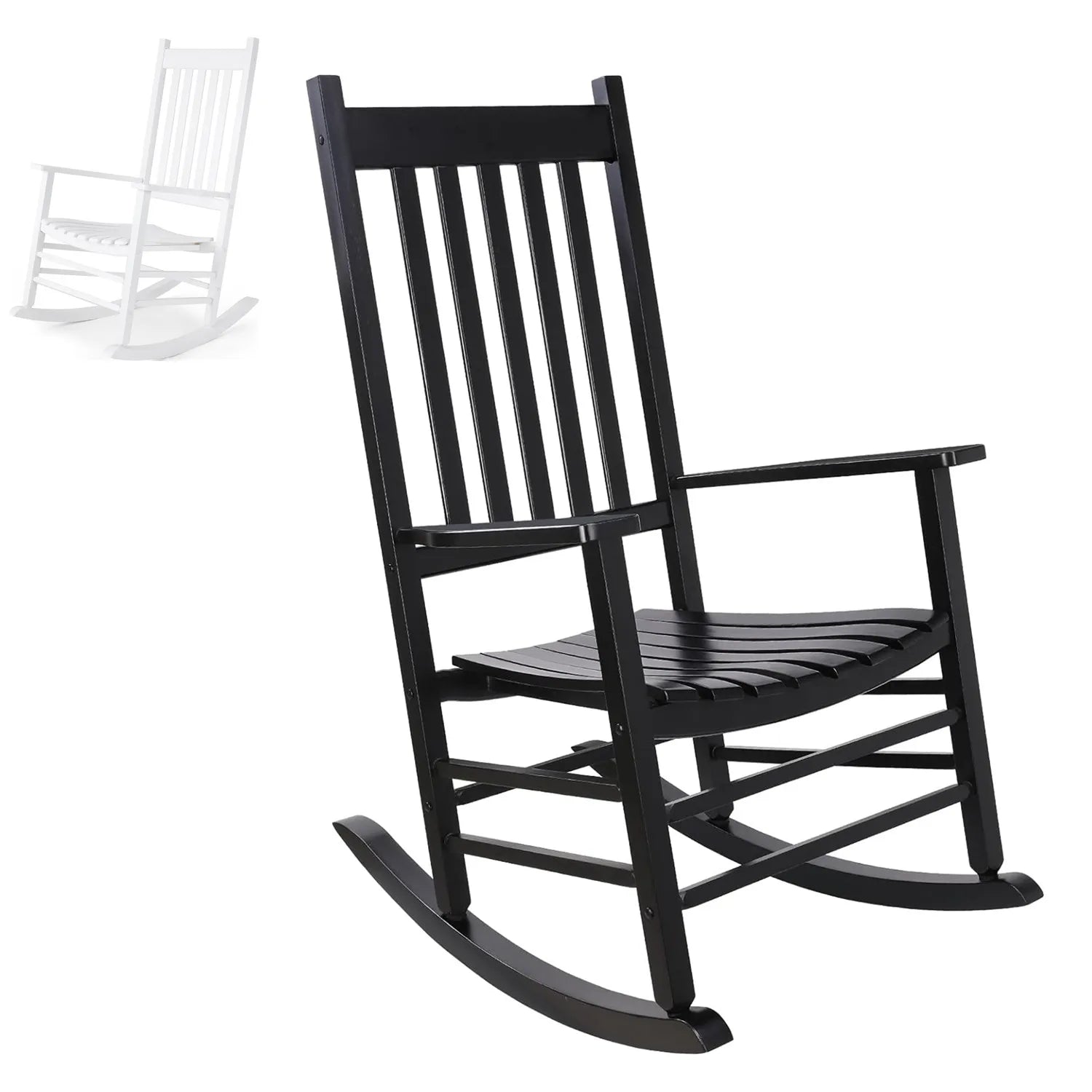 Wooden patio rocking chair with high back for outdoor indoor garden balcony,porch rocker