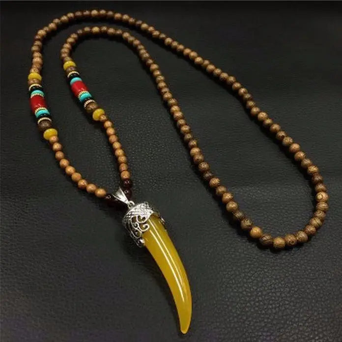 Chinese style minimalist wooden necklace long buddha bead sweater chain versatile personalized pendant men’s