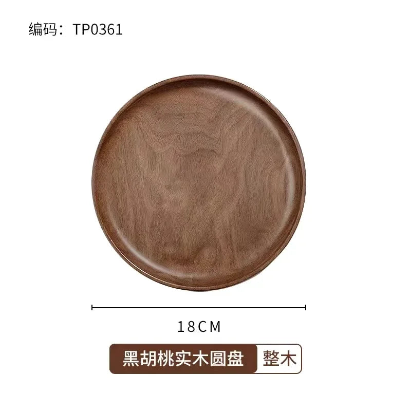 Wooden food tray walnut tea deluxe serving home tableware storage accessories coffee dessert snack - b 18x18x2cm
