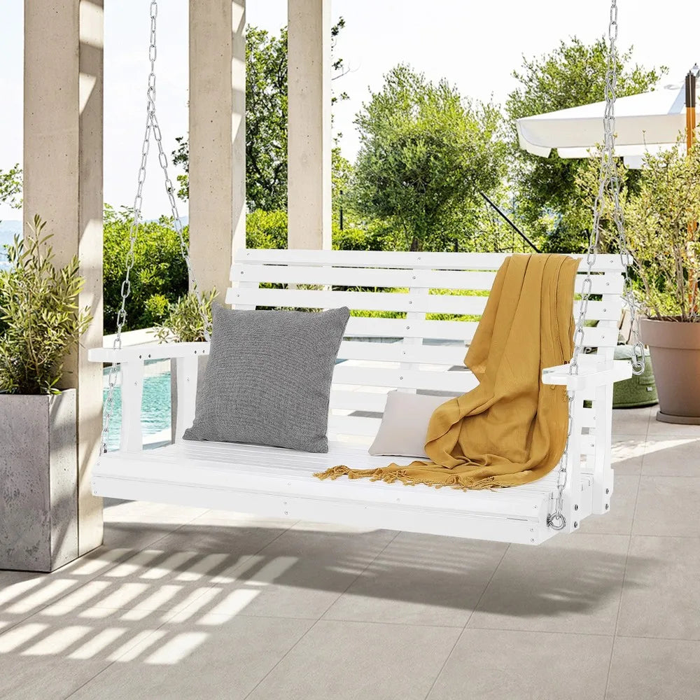 4 ft porch swing bench wooden hanging outdoor garden patio courtyard white - white / united states