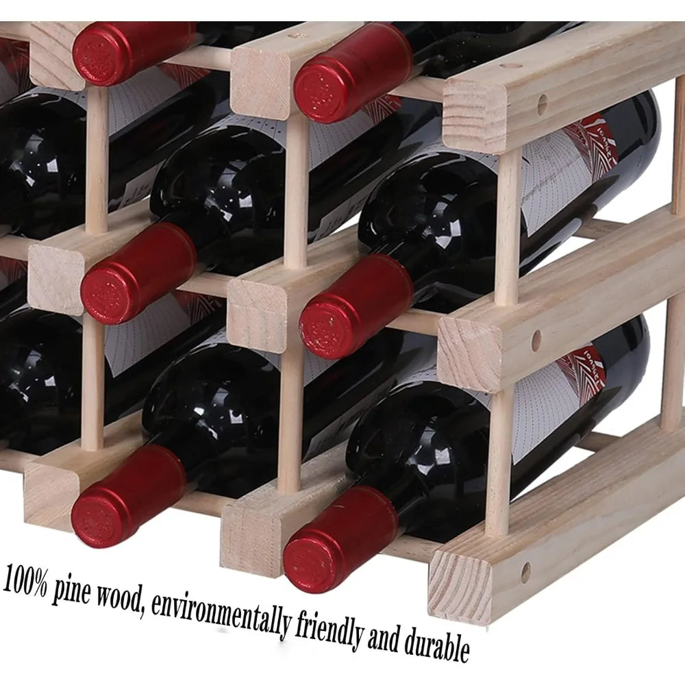 Compact stackable wooden wine cabinet for countertop with floor standing option holds 20 bottles - united states / rack