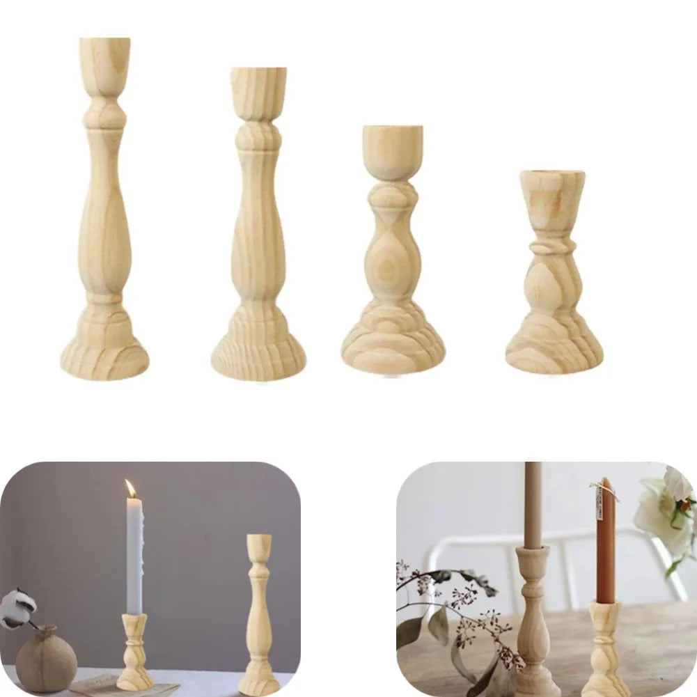 Wooden candle holder for wedding decorations retro wood classic candlestick andle stand party living room home