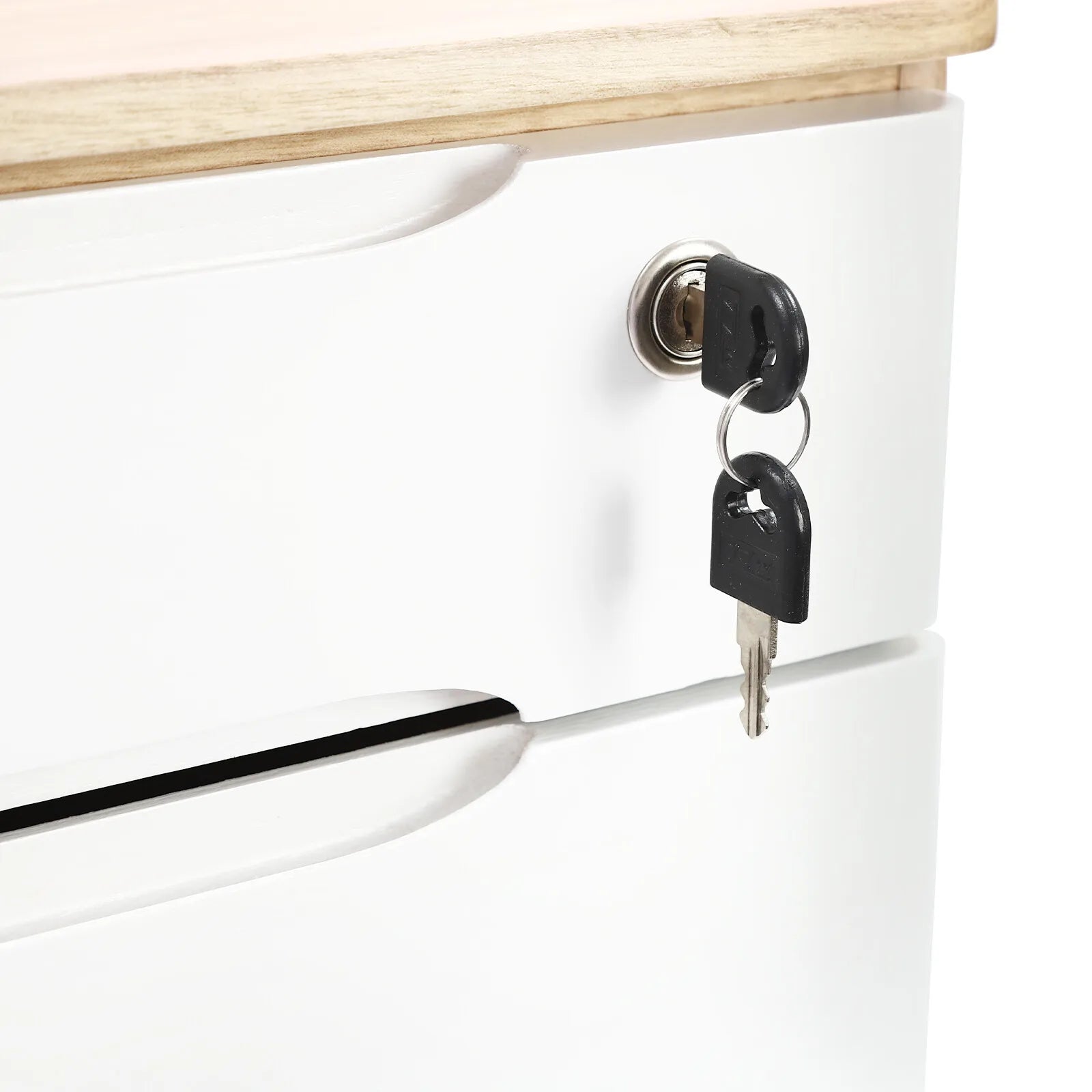 2 tiers wooden desktop storage box organizer with lockable drawers office & home - united states