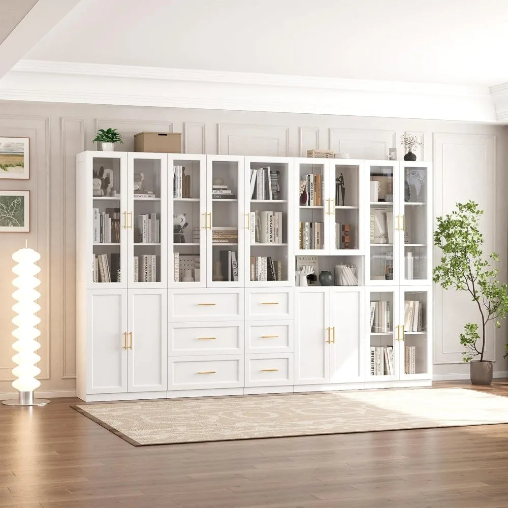 Mid century narrow bookcase adjustable 5 shelf wooden book with doors 61 inch display case cabinet slim walnut library