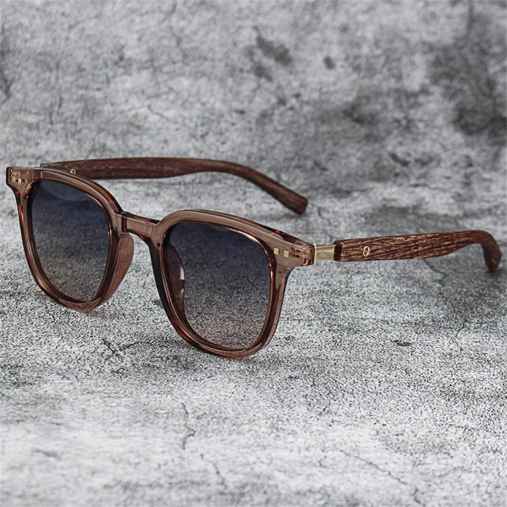 New men vintage wooden frame sunglasses classic men’s polarized uv protection driving eyewear outdoor shades goggles