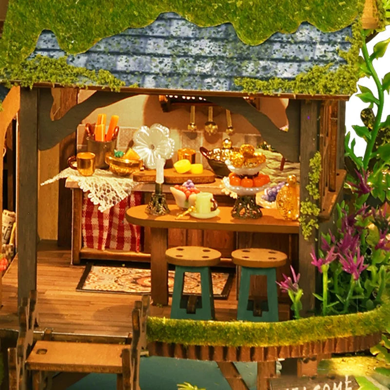 Diy wooden miniature model kit forest adventures casa doll houses 3d puzzle dollhouse with furniture for friends