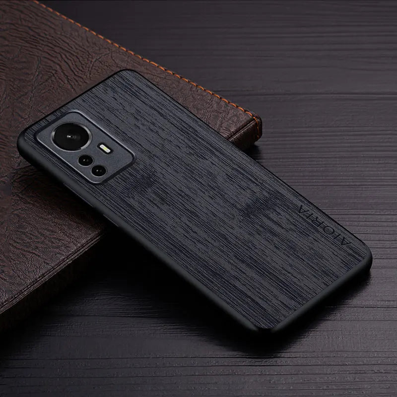 Case for xiaomi mi 12 pro 12x 12t 12s ultra lite 5g funda bamboo wood pattern leather luxury coque xiaomi case cover