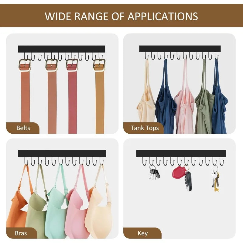 2 pack necklace organizer wall mount wooden jewelry hanger holder with 24 hooks,hanging - black / united states