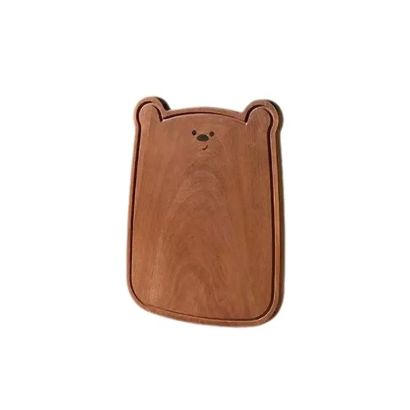 Home use solid wood bear cutting board eco-friendly thickened bread cute design fruit camping - b-large size