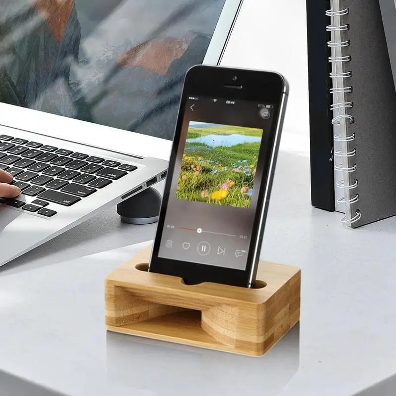 Wood phones mobile phone sound amplifier stand wooden with holder desk support