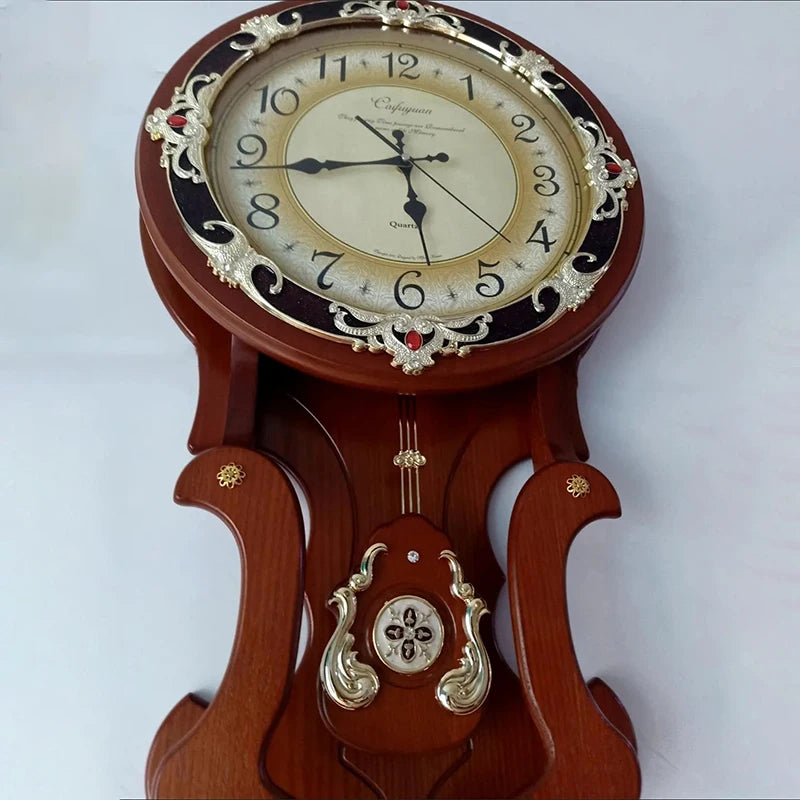 Wood vintage wall clocks silent pendulum clock nordic large home decor watches living room luxury art decoration