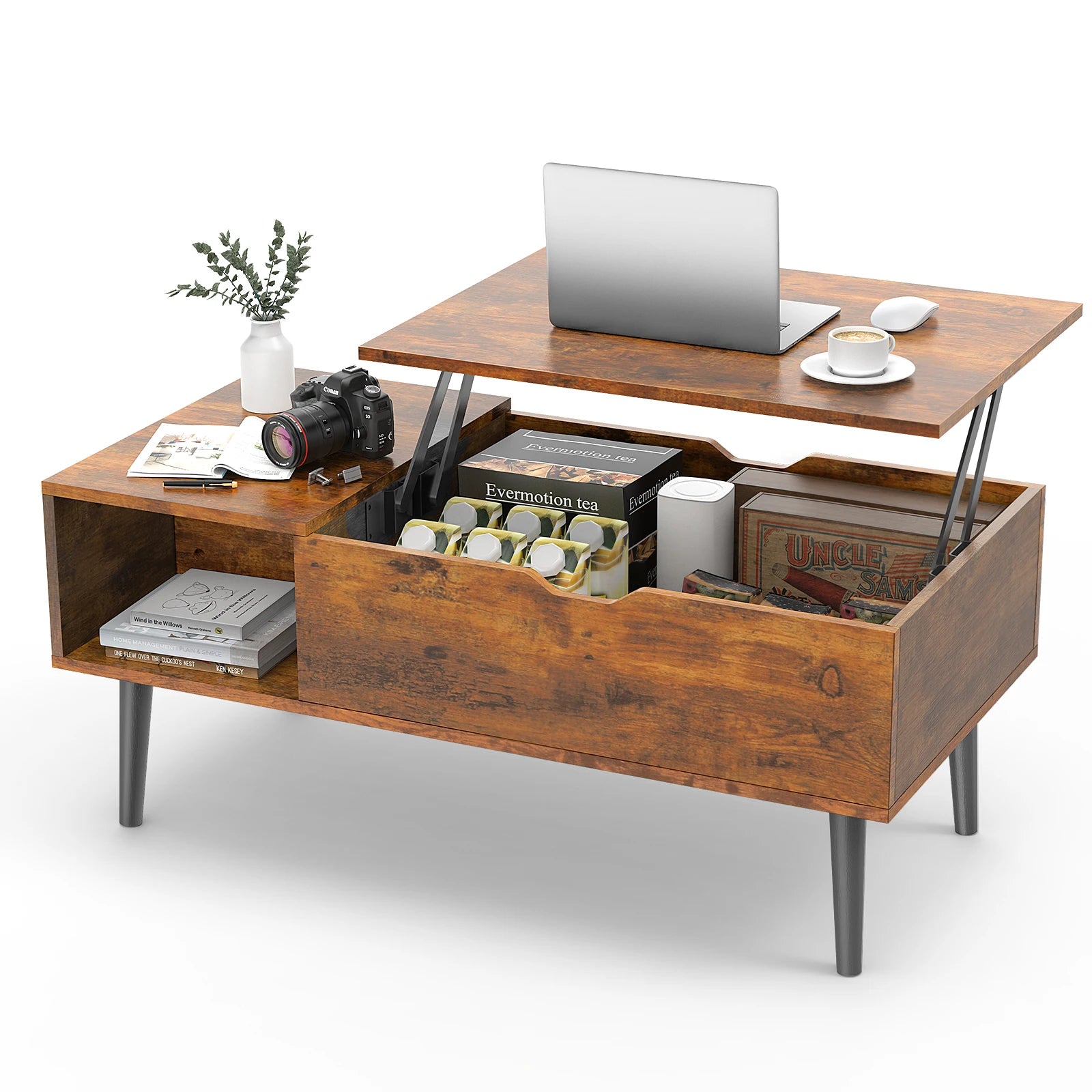Jhk lift top coffee tables for living room 39.37’’x19.7’’ desk tea wood dining adjustable storage shelf easy or lower