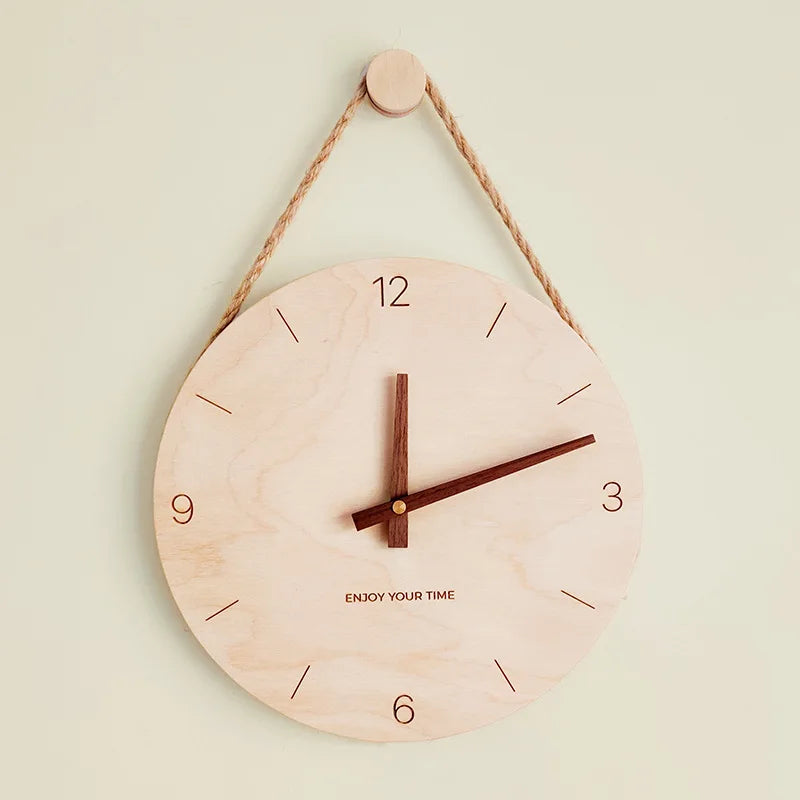 Wooden sling creative wall clock nordic japanese hot-selling home living room decoration - a / 10 inch