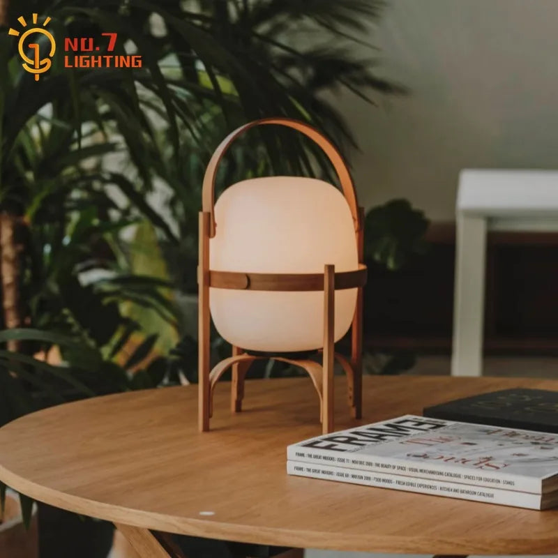 Japanese design solid wood glass desk light led e27 vintage table lamp home decor living room bedroom bedside kitchen