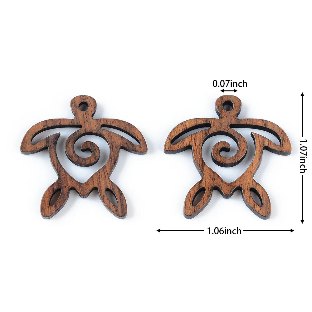 6pc/lot fish/flower shape wood pendant resin plate pendants jewelry accessory handmade connector diy earring component