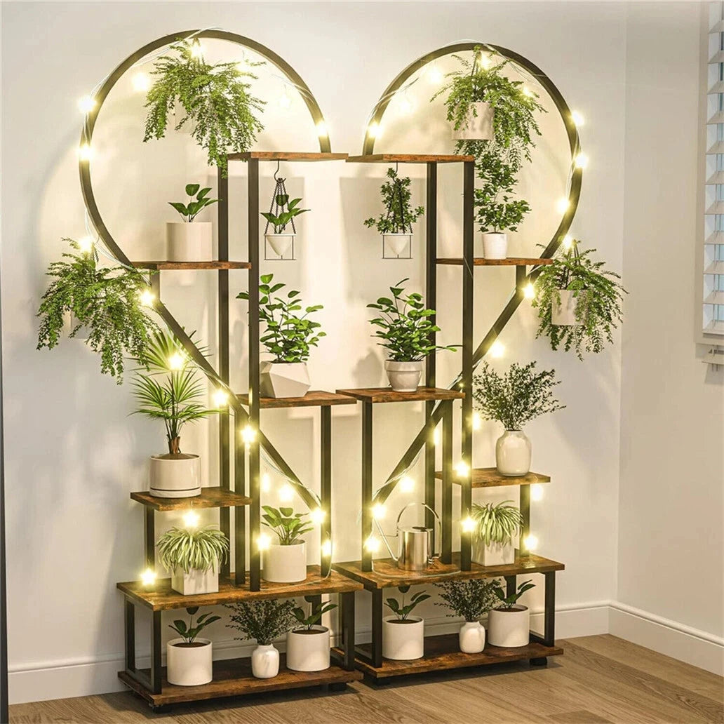 Plant stand half heart shaped multiple planter rack flower display home creative ladder hanging shelf