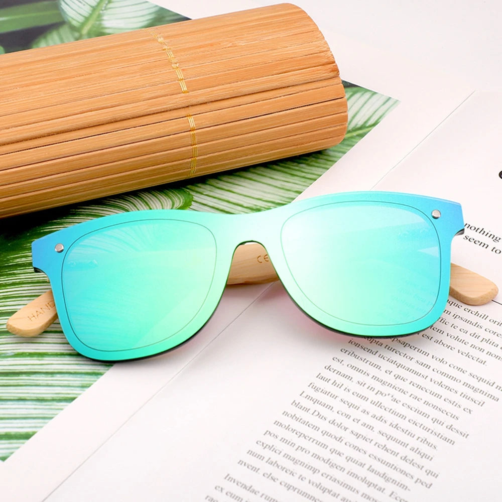 Shinycoco luxury brand new bamboo and wood sunglasses colorful flat one piece rice nail wooden leg glasses