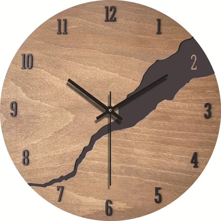 Wood grain wall clock transparent minimalist design hanging silent living room office art watch home decor hororloge
