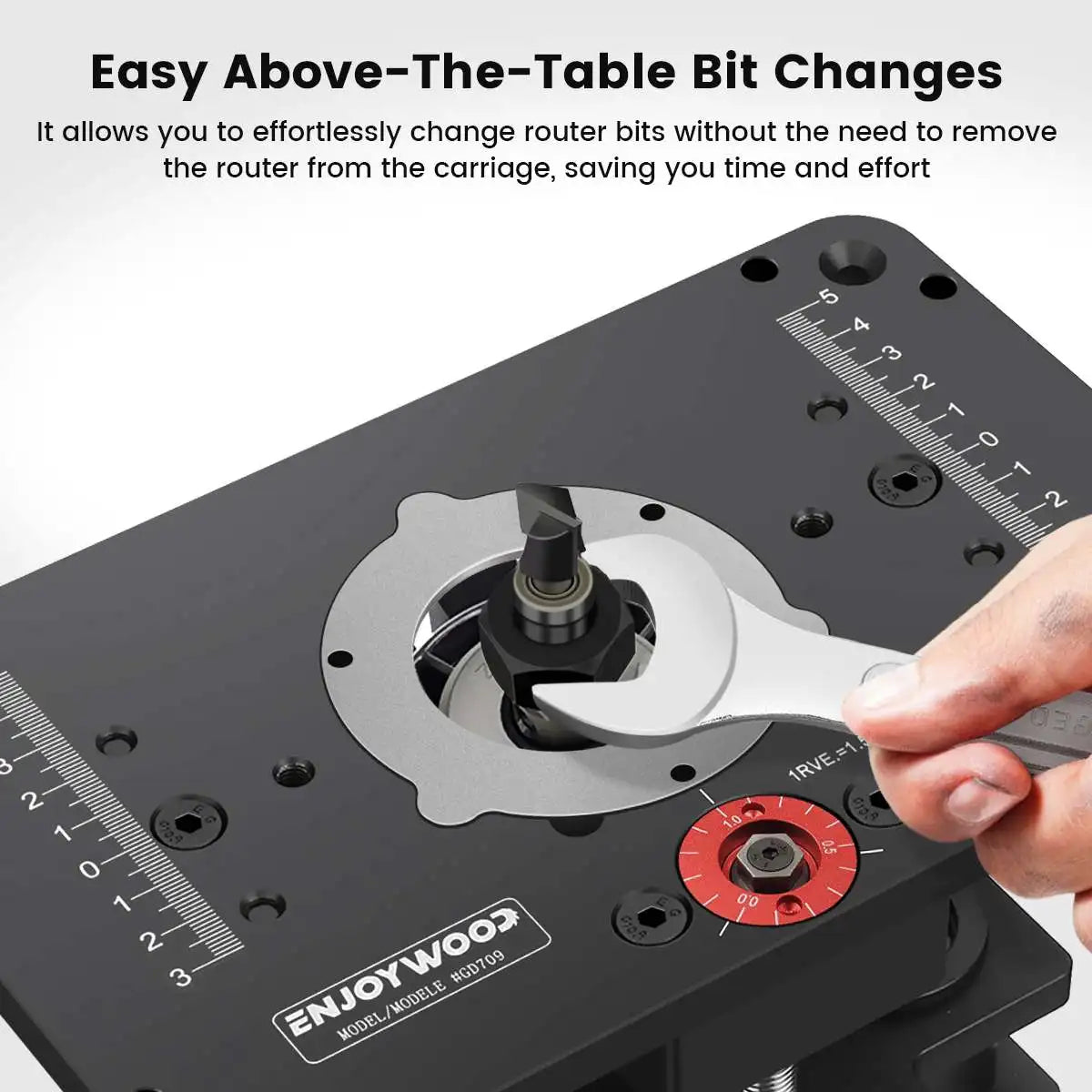 Enjoywood gd7 pro router lift for 65mm 69mm wood table set up with plate precision woodworking tool