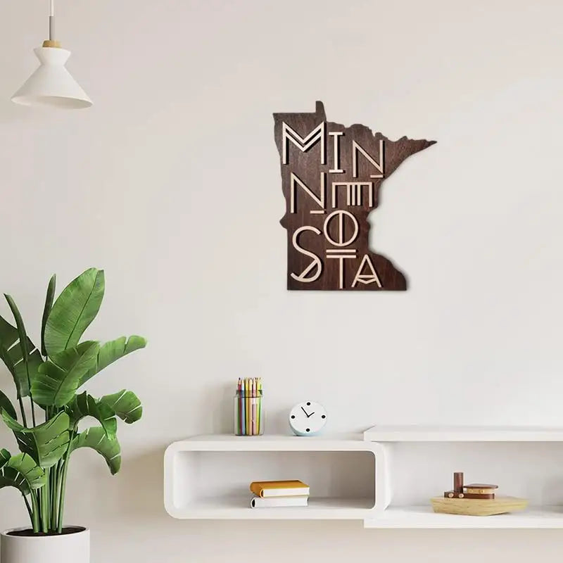 Rustic wood sign map cutout state shaped wall art us decoration pediments 3d ornament for homesick