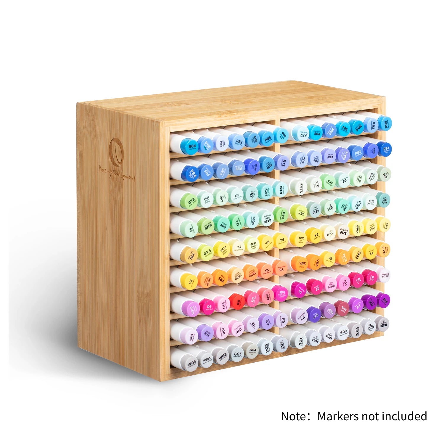 Ohuhu bamboo marker organizer wooden desktop storage hold 126 markers pens pencils art brushes stationary pen holder