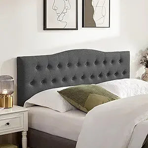 Tufted upholstered headboard queen size sturdy and durable solid wood bed headboard fabric adjustable height from 37