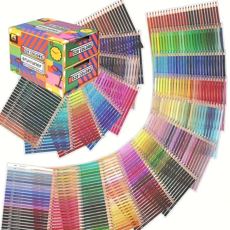 520 professional colored pencils,set of colors,artists soft core with vibrant color,ideal for drawing sketching shading