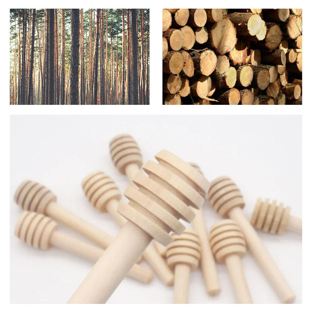 100pcs honey stir bar mixing handle jar spoon practical 50/20pcs wood dipper long stick supplies kitchen tools - 8cm
