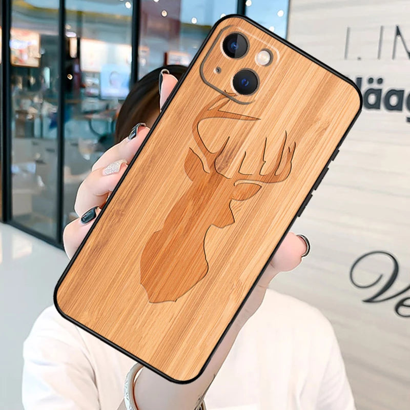 Wolf bike butterfly wood phone case for iphone 13 12 mini 11 14 15 16 pro max plus x xs xr cover shell - ooo875