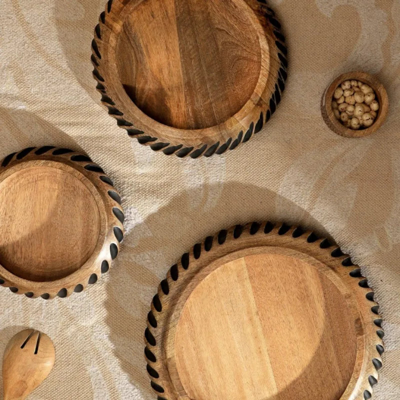 Handmade wooden bowl with black filler home decor tabletop living room decorative birthday gift serving - united states