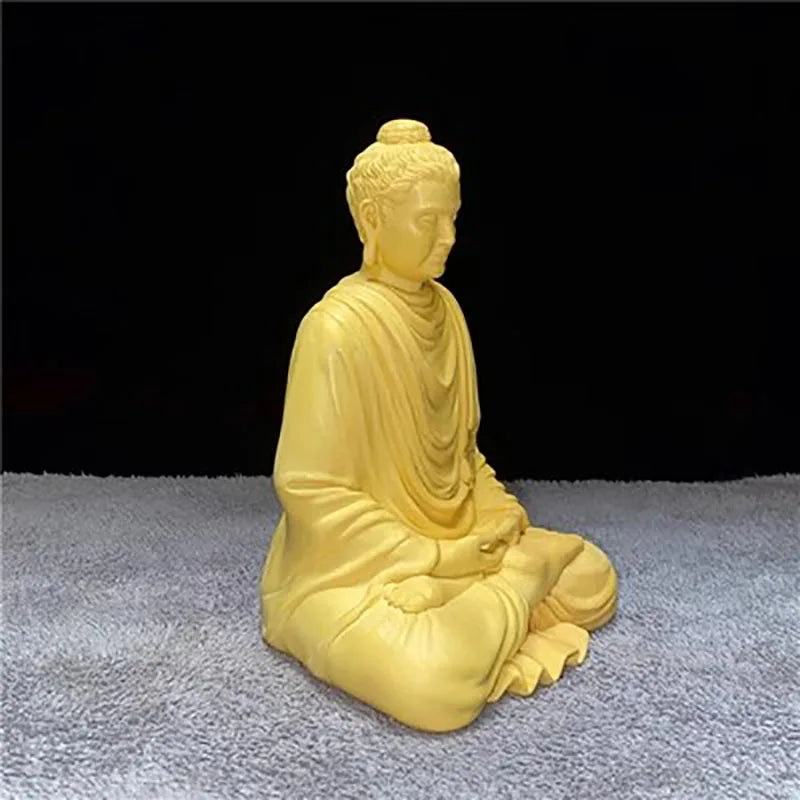 Wooden shakyamuni buddhist figure statue solid wood hand carving chinese buddha home living ornaments feng shui - light