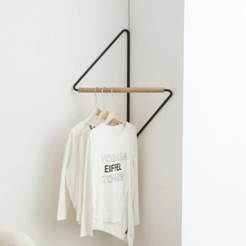 Nordic wood wall hanger clothes rack corner hat decoration organizer portable storage furniture