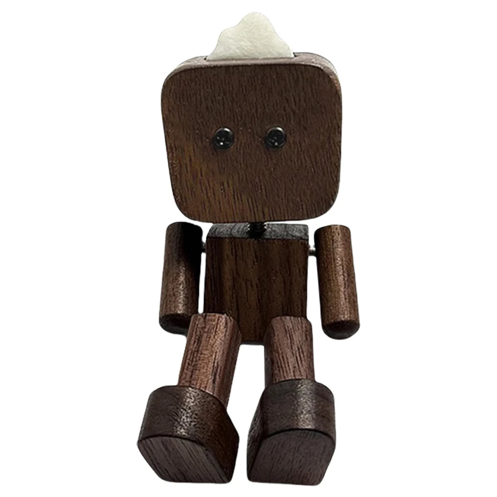 Magnetic shaking wooden man figurine handmade feet statue car dashboard decorations ornament lovers creative gifts