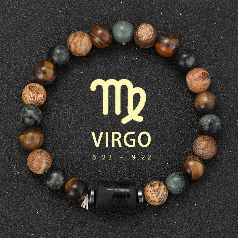 12 zodiac bracelets natural stone cancer virgo leo libra bracelet couples friendship gifts jewelry pulsera hombre