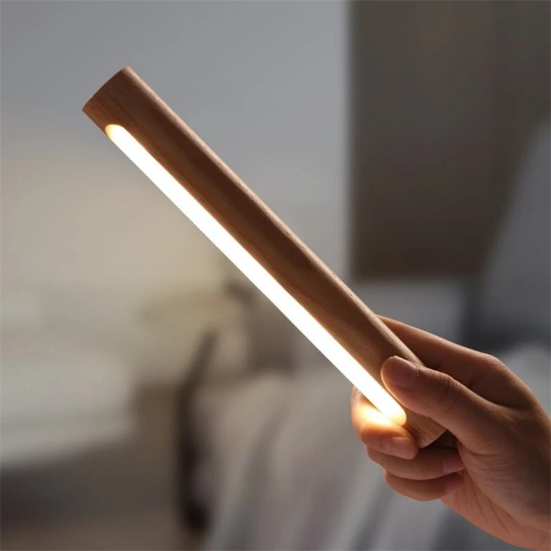Magnetic wooden rotatable wall lamps 360 degree light for home usb charging touch dimming bedroom led bedside ambient