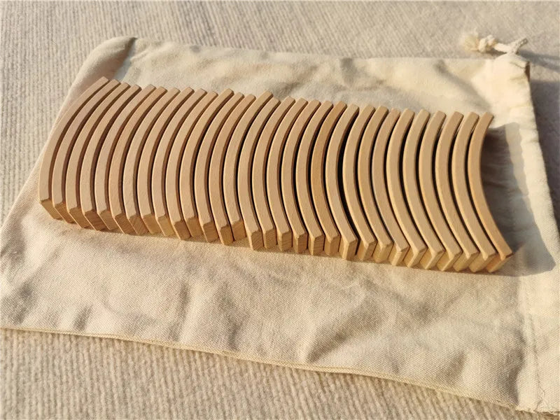 New beech wood arch stacking blocks rainbow bending wooden building timber toys set for kids creative play - nature