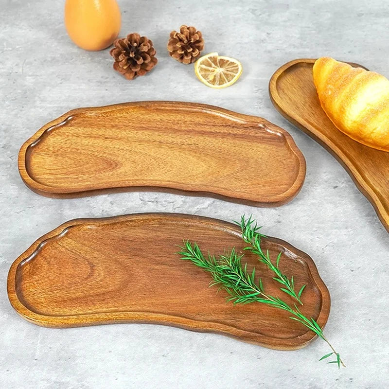 Premium japanese style wooden serving tray set for restaurant bakery use with high temperature resistance natural solid