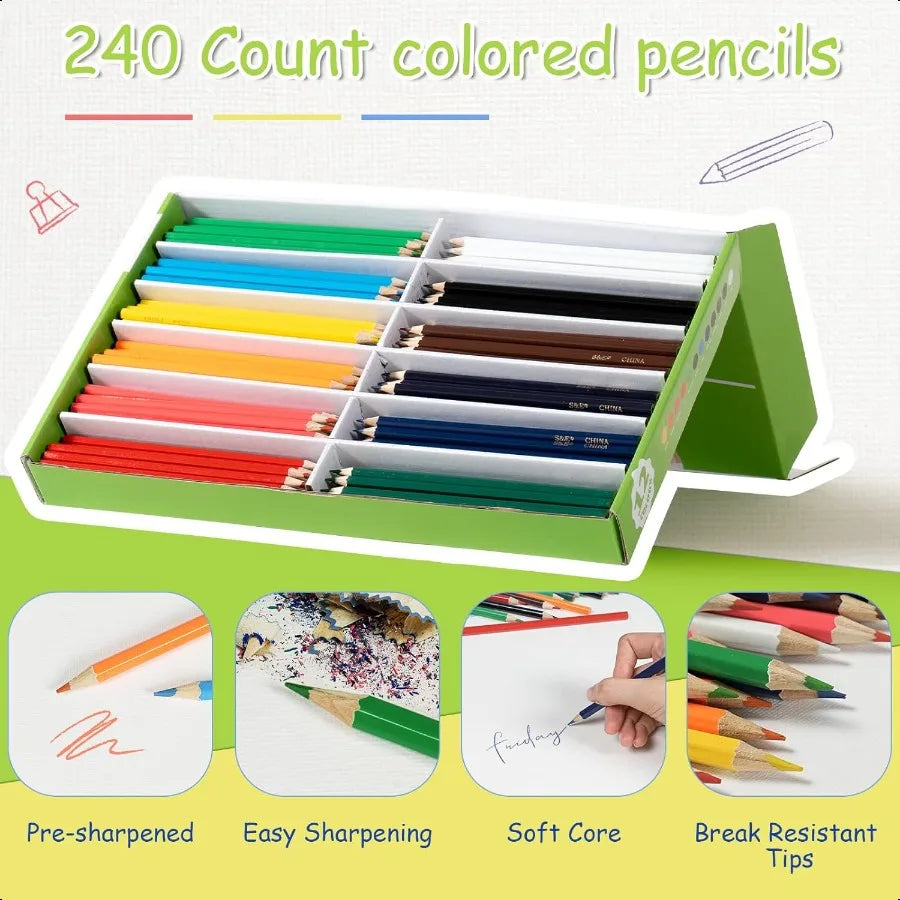 Colored pencils bulk 12 assorted colors coloring set for adults drawing sketch back to school woodcase lead - united