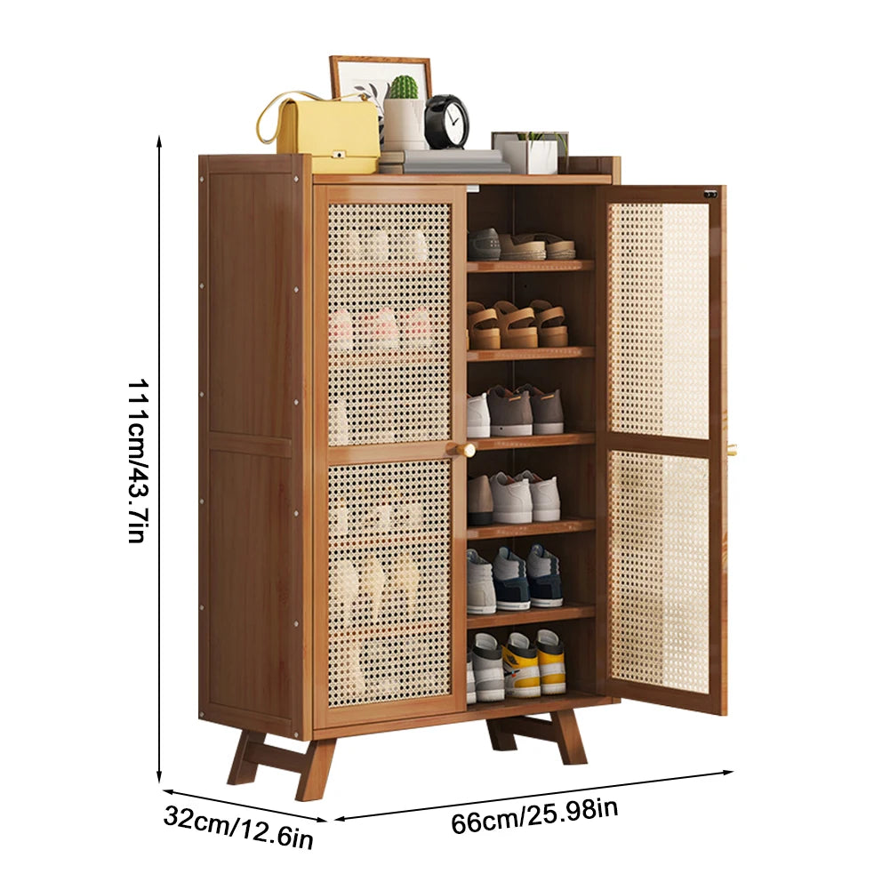 5/7 tiers shoe rack organizer with doors storage cabinet wooden shelves for entrance living room - seventh floor