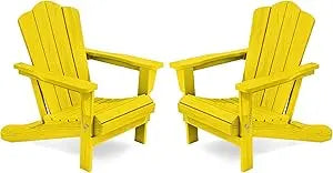 Kingyes 2-piece folding adirondack chair set - durable hdpe patio chairs with wooden texture for outdoor use - united