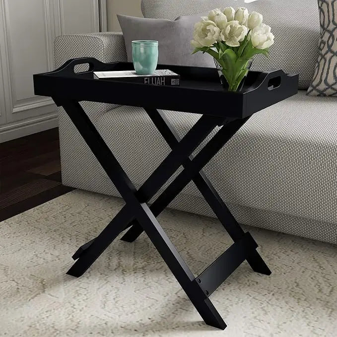Modern folding tv tray table - sleek side with detachable for serving styling or dining - portable end furniture