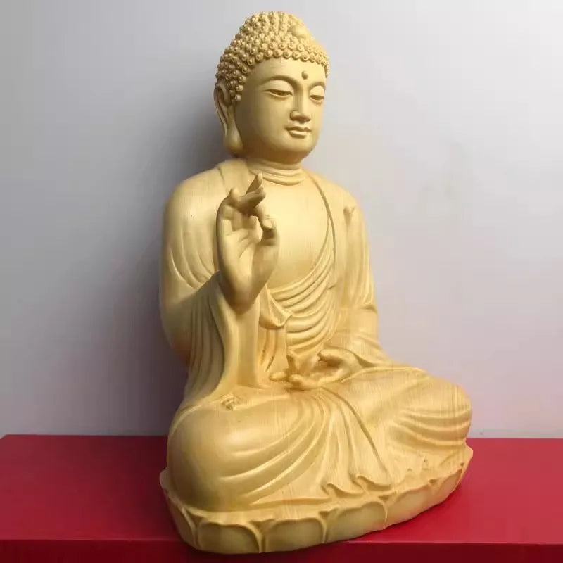 Large wooden buddha statue shakyamuni wood carving for home temple altar shrine zen room decor feng shui gift