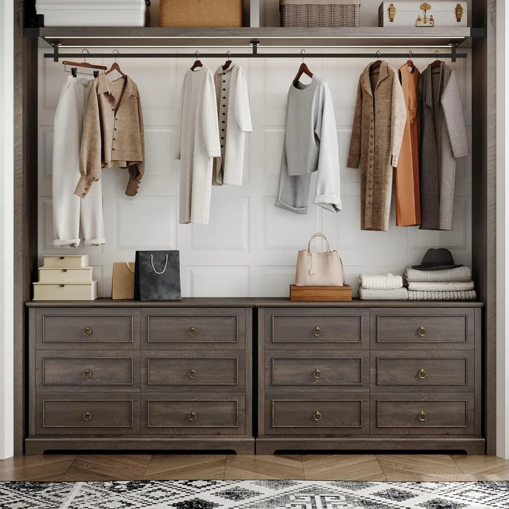 6 drawer dresser for bedroom modern farmhouse chest of drawers 47.2’’ wide wooden double dark wood storag