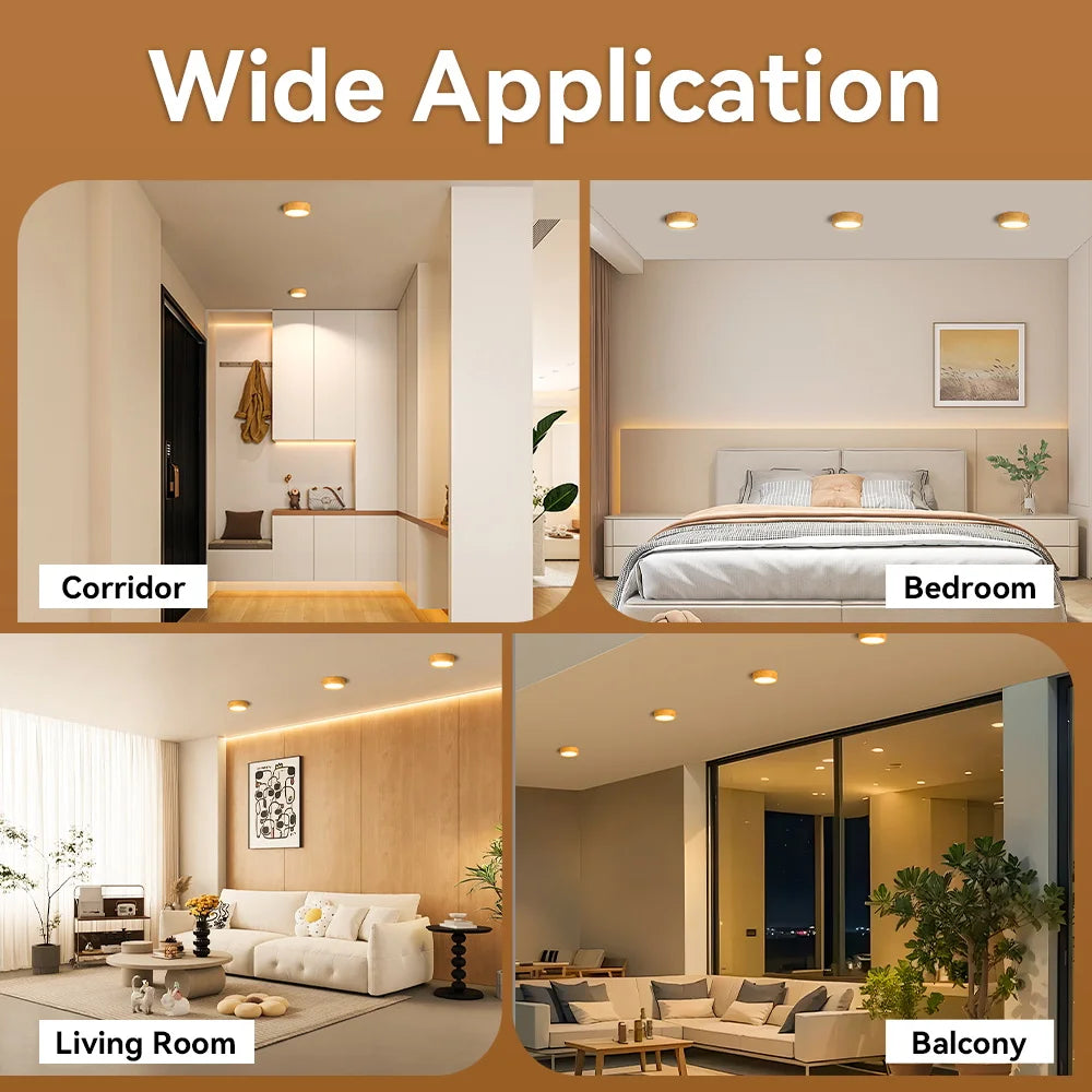 Wood ceiling light 3 colors memory downlight surface mounted led spotlight modern indoor for living room bedroom panel