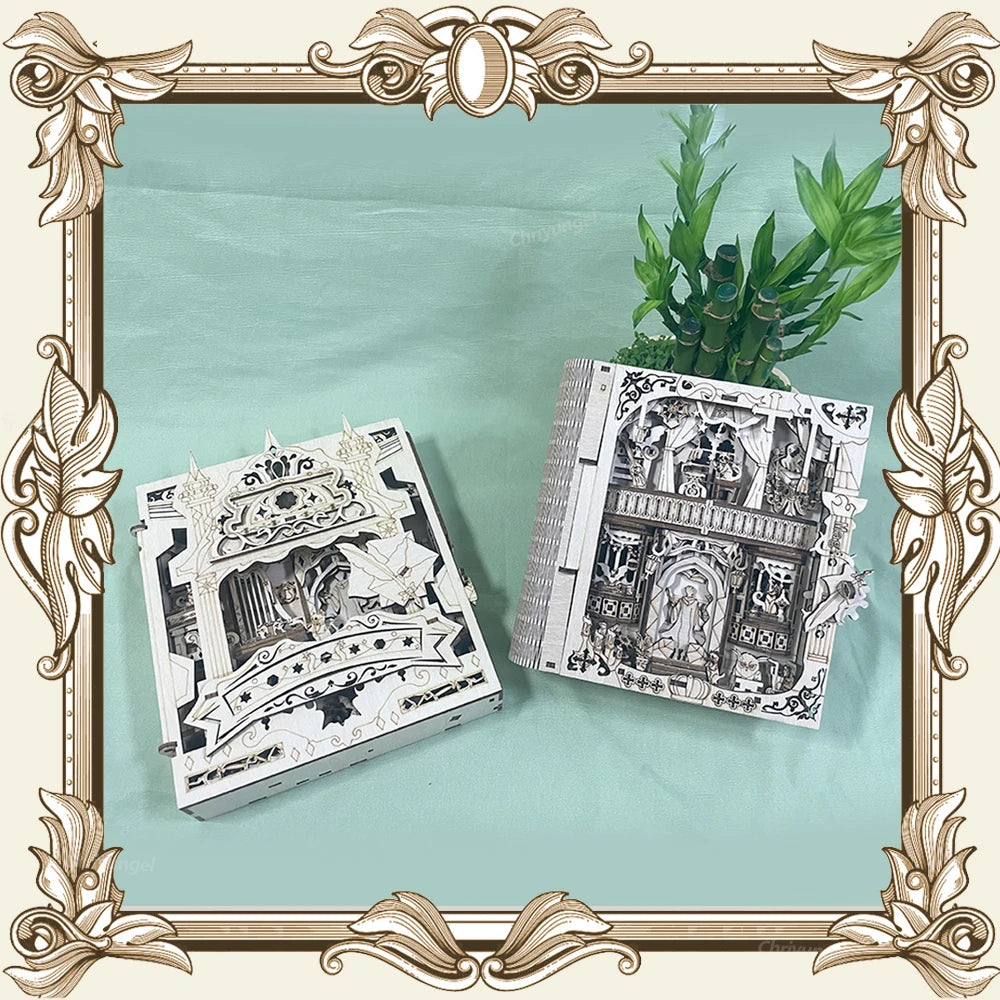 Book of secrets 3d puzzle wooden diy assembly miniature house kit home living room decor crafts gift for adults kids 2