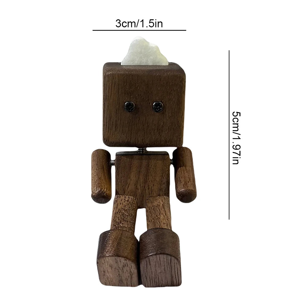 Shaking wooden man figurine car decoration small ornaments leg-swinging robot cute wood good creative gifts - h / spain